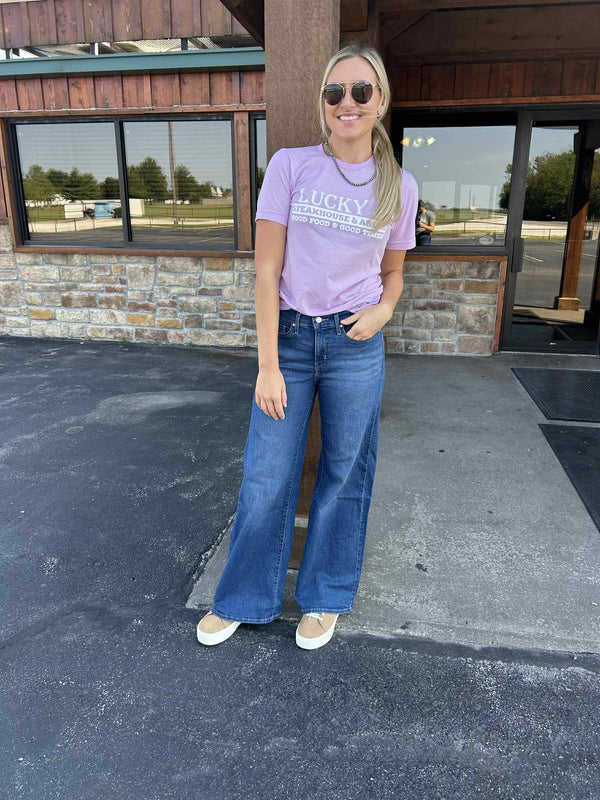 Women's Levi's 318 Shaping Wide Leg in Dark Wash-Women's Denim-Levi's-Lucky J Boots & More, Women's, Men's, & Kids Western Store Located in Carthage, MO