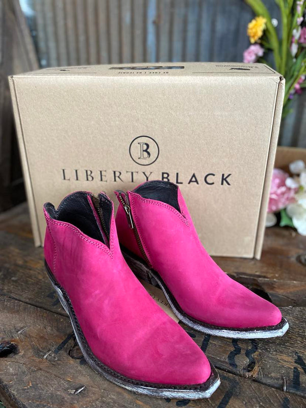 Lidia Nob Grease Fuchsia Booties by Liberty Black *FINAL SALE*-Women's Boots-Liberty Black-Lucky J Boots & More, Women's, Men's, & Kids Western Store Located in Carthage, MO