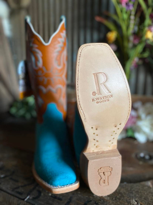 Women's R Watson Turquoise Boar/ Chestnut Ranch Hand-Women's Boots-R. Watson-Lucky J Boots & More, Women's, Men's, & Kids Western Store Located in Carthage, MO