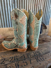 Women's R. Watson Teal and Copper Python Boot-Women's Boots-R. Watson-Lucky J Boots & More, Women's, Men's, & Kids Western Store Located in Carthage, MO
