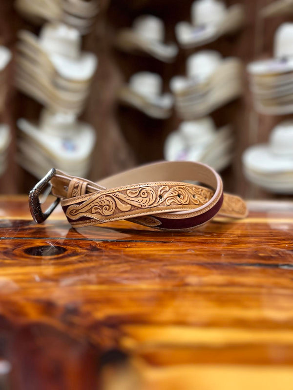 R Watson Rhubarb Suede Belt-Belts-R. Watson-Lucky J Boots & More, Women's, Men's, & Kids Western Store Located in Carthage, MO