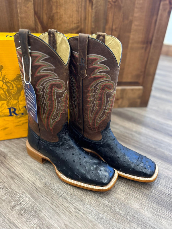 Men's R. Watson Black Full Quill Ostrich Boot-Men's Boots-R. Watson-Lucky J Boots & More, Women's, Men's, & Kids Western Store Located in Carthage, MO