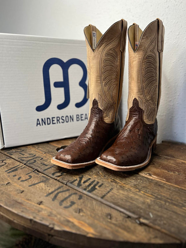 Men's Anderson Bean Cafe Americano FQ Ostrich Boot-Men's Boots-Anderson Bean-Lucky J Boots & More, Women's, Men's, & Kids Western Store Located in Carthage, MO