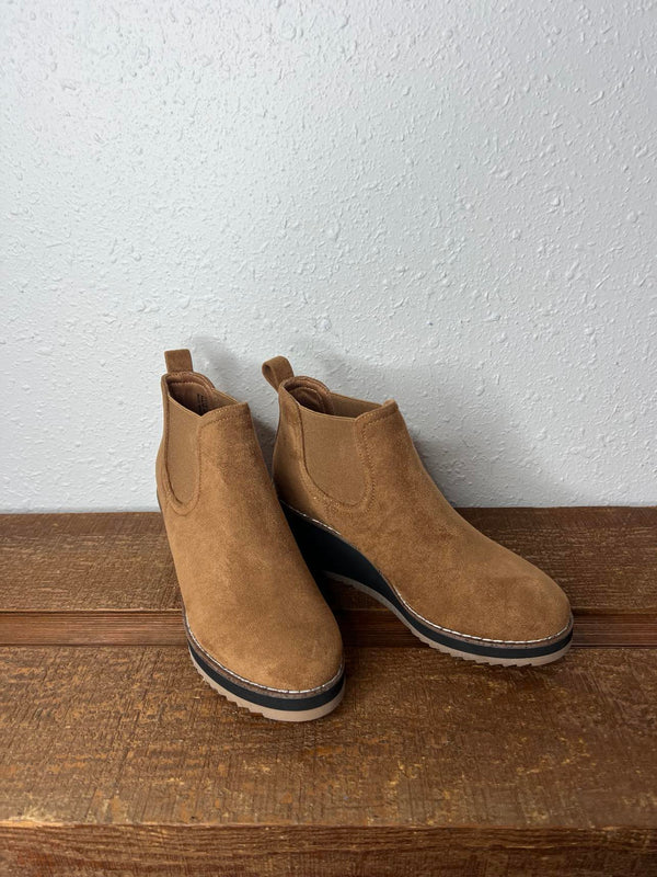 Corkys Love you a Latte in Tobacco Faux Suede Booties *FINAL SALE*-Women's Boots-Corkys Footwear-Lucky J Boots & More, Women's, Men's, & Kids Western Store Located in Carthage, MO