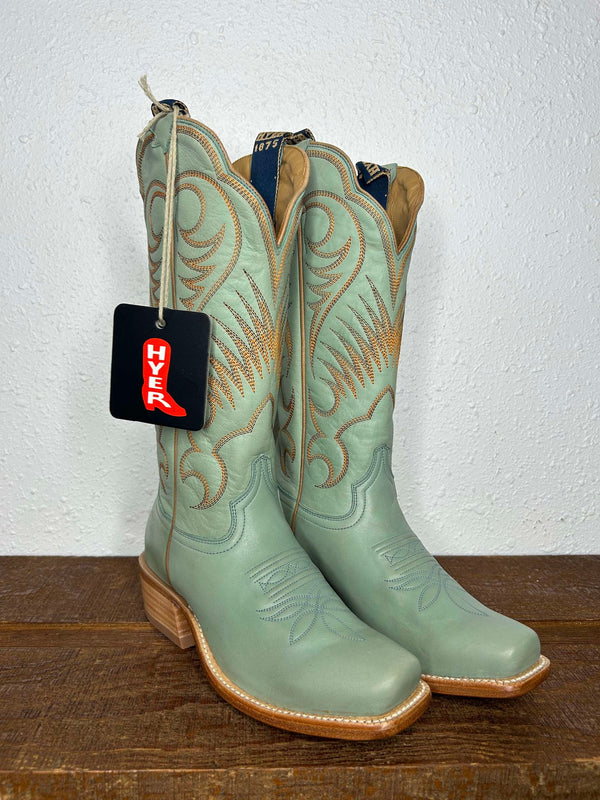 Women's Hyer Leawood Robin's Egg Cowhide Boot-Women's Boots-HYER Boots-Lucky J Boots & More, Women's, Men's, & Kids Western Store Located in Carthage, MO