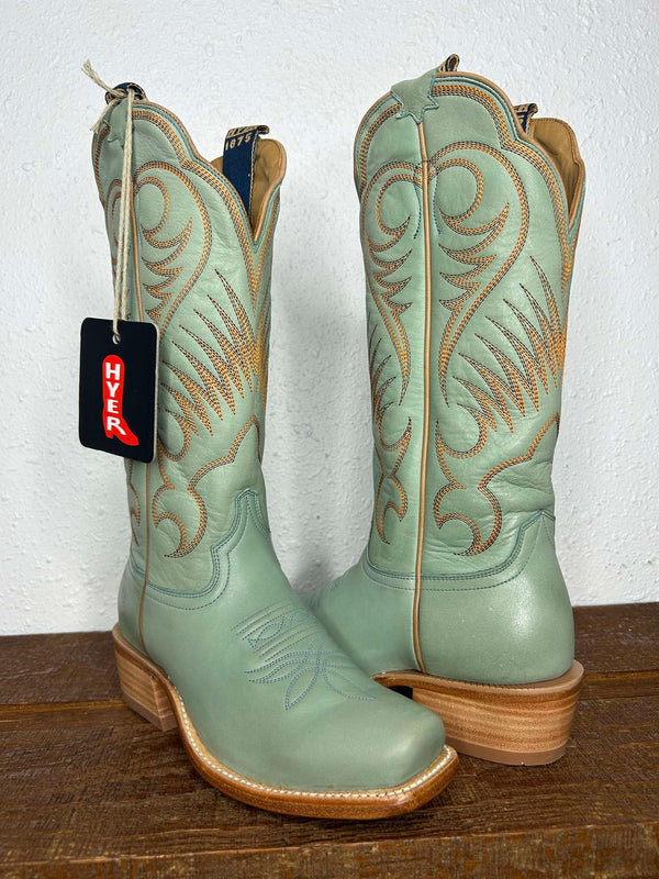 Women's Hyer Leawood Robin's Egg Cowhide Boot-Women's Boots-HYER Boots-Lucky J Boots & More, Women's, Men's, & Kids Western Store Located in Carthage, MO