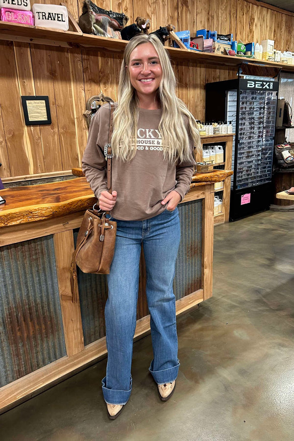 Women's Jackie High Rise Wide Leg Trouser by Stetson *FINAL SALE*-Women's Denim-Stetson-Lucky J Boots & More, Women's, Men's, & Kids Western Store Located in Carthage, MO