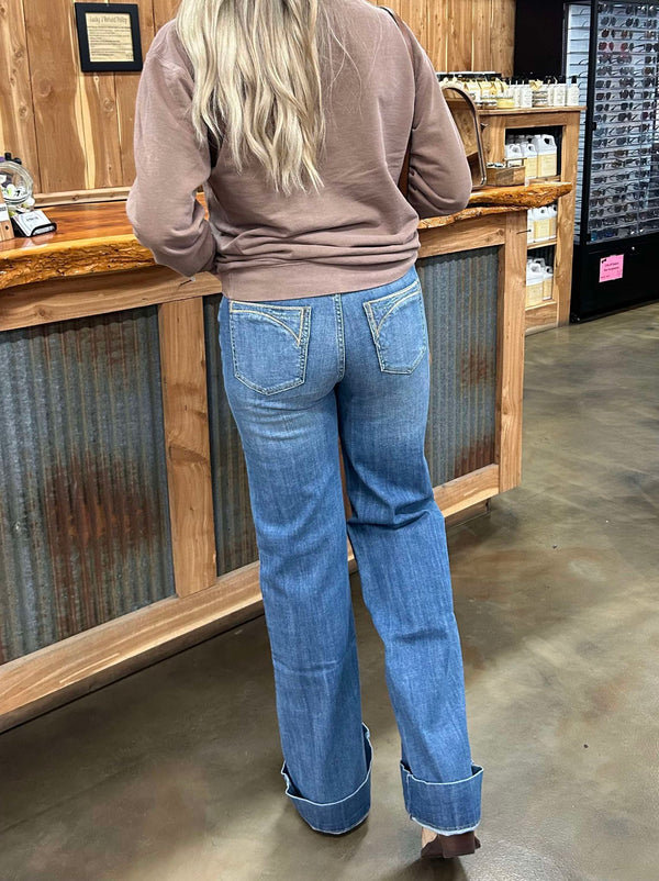 Women's Jackie High Rise Wide Leg Trouser by Stetson *FINAL SALE*-Women's Denim-Stetson-Lucky J Boots & More, Women's, Men's, & Kids Western Store Located in Carthage, MO