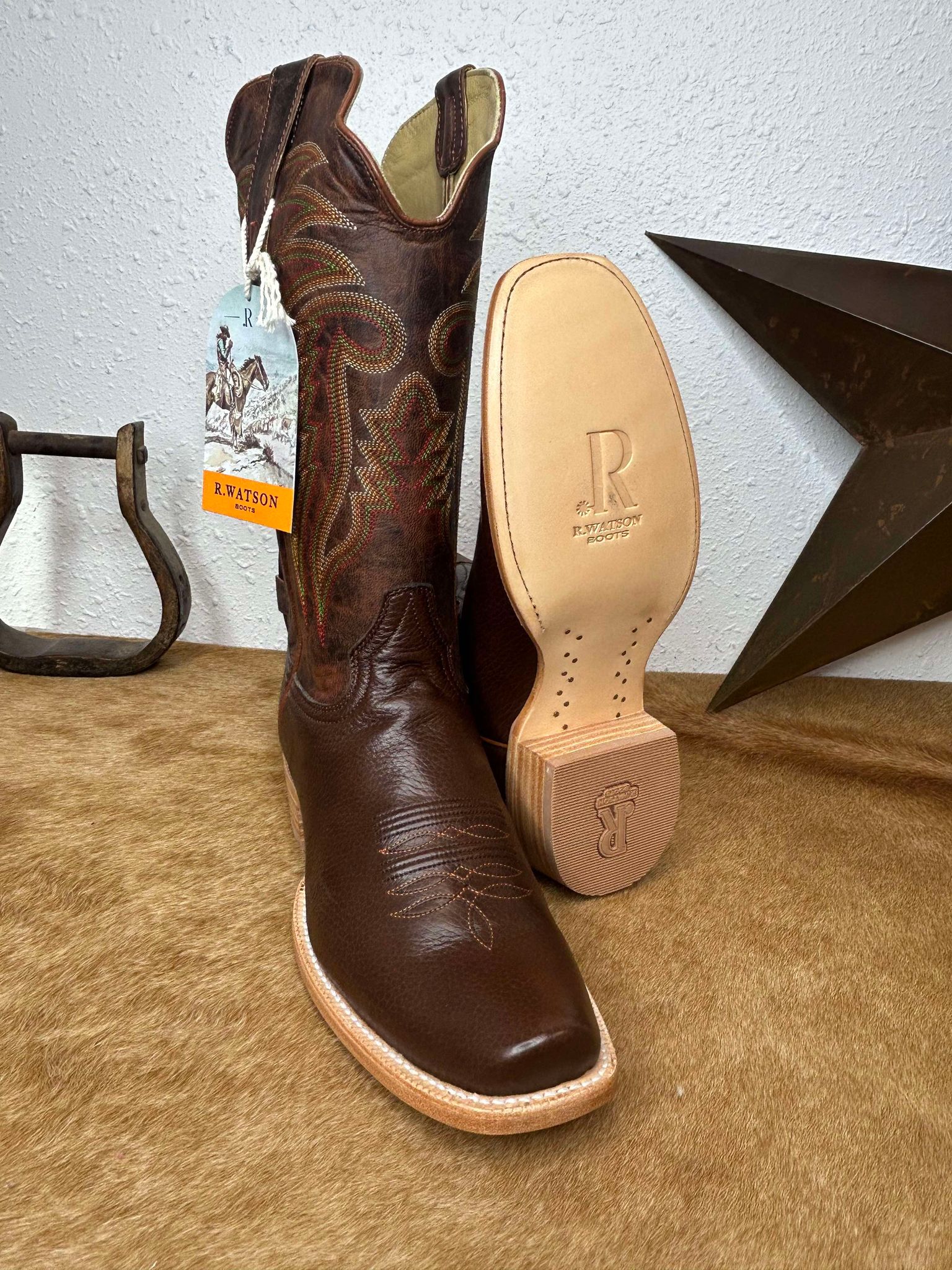 Men's R. Watson Chocolate Deer Boot-Men's Boots-R. Watson-Lucky J Boots & More, Women's, Men's, & Kids Western Store Located in Carthage, MO