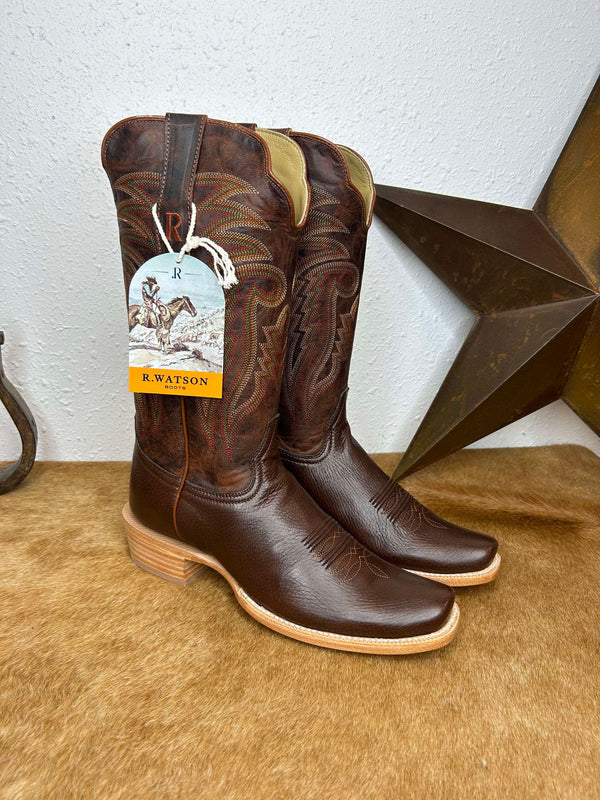 Men's R. Watson Chocolate Deer Boot-Men's Boots-R. Watson-Lucky J Boots & More, Women's, Men's, & Kids Western Store Located in Carthage, MO