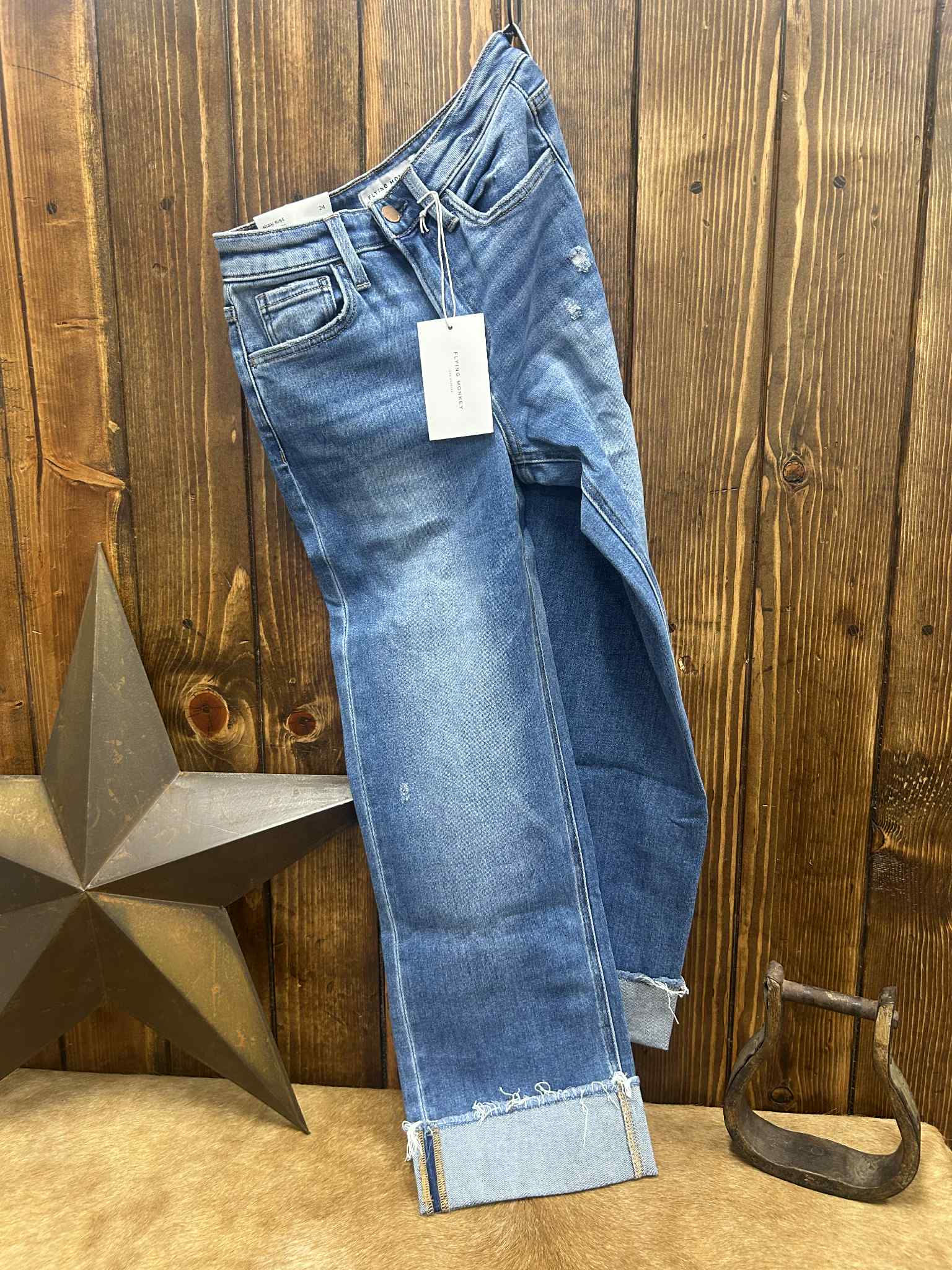 Flying Monkey Kylani High Rise Slim Wide Leg Jean-Women's Denim-Flying Monkey-Lucky J Boots & More, Women's, Men's, & Kids Western Store Located in Carthage, MO