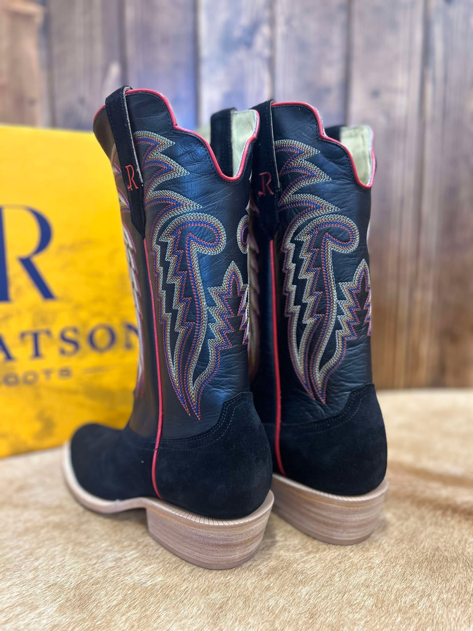 Men's R. Watson Black Roughout Cowhide Boot-Men's Boots-R. Watson-Lucky J Boots & More, Women's, Men's, & Kids Western Store Located in Carthage, MO