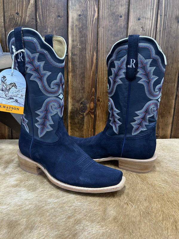 Men's R. Watson Dark Blue Roughout Boot-Men's Boots-R. Watson-Lucky J Boots & More, Women's, Men's, & Kids Western Store Located in Carthage, MO