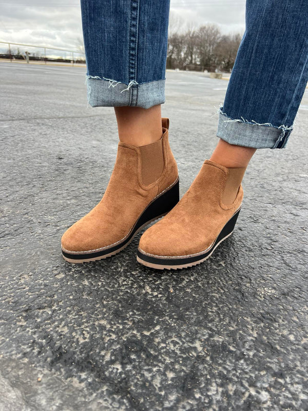 Corkys Love you a Latte in Tobacco Faux Suede Booties *FINAL SALE*-Women's Boots-Corkys Footwear-Lucky J Boots & More, Women's, Men's, & Kids Western Store Located in Carthage, MO