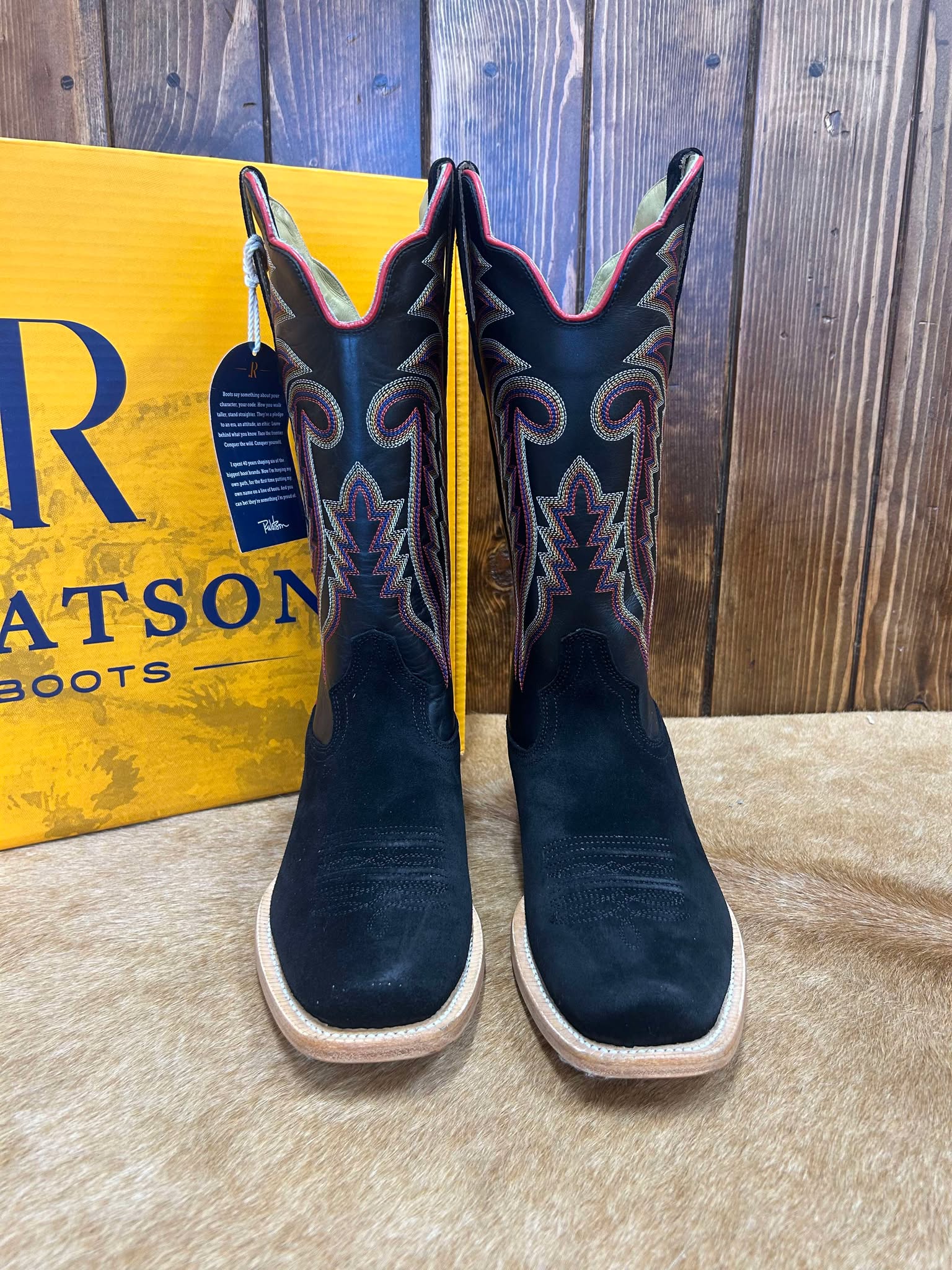 Men's R. Watson Black Roughout Cowhide Boot-Men's Boots-R. Watson-Lucky J Boots & More, Women's, Men's, & Kids Western Store Located in Carthage, MO