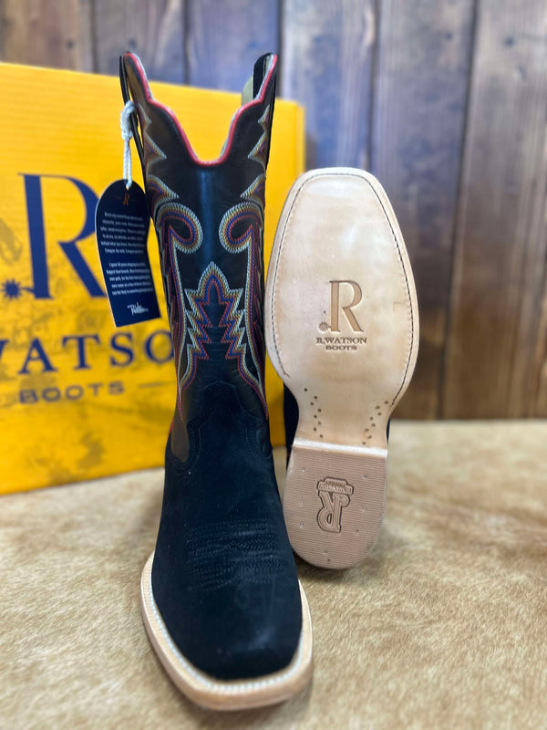 Men's R. Watson Black Roughout Cowhide Boot-Men's Boots-R. Watson-Lucky J Boots & More, Women's, Men's, & Kids Western Store Located in Carthage, MO