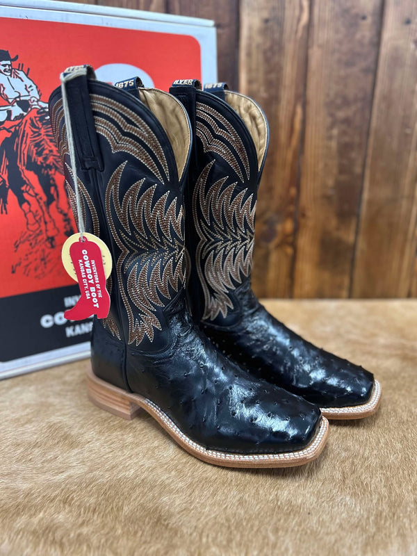 Men's Hyer Langdon Black Ostrich Boot-Men's Boots-HYER Boots-Lucky J Boots & More, Women's, Men's, & Kids Western Store Located in Carthage, MO
