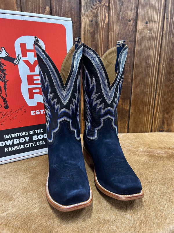 Men's Hyer Culver Dark Navy Roughout Boot-Men's Boots-HYER Boots-Lucky J Boots & More, Women's, Men's, & Kids Western Store Located in Carthage, MO
