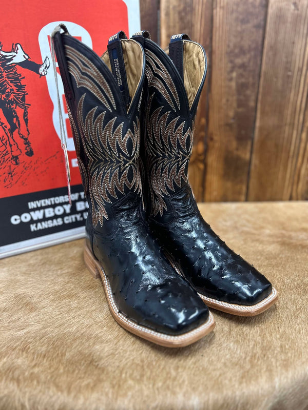 Men's Hyer Langdon Black Ostrich Boot-Men's Boots-HYER Boots-Lucky J Boots & More, Women's, Men's, & Kids Western Store Located in Carthage, MO