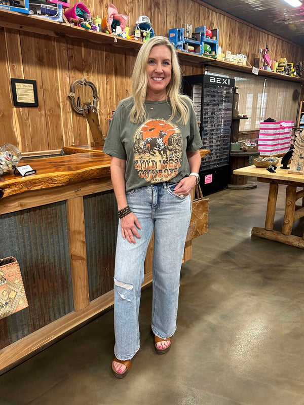 Women's Vervet Rose Super Hise Rise Wide Leg Jeans *FINAL SALE*-Women's Denim-Flying Monkey-Lucky J Boots & More, Women's, Men's, & Kids Western Store Located in Carthage, MO