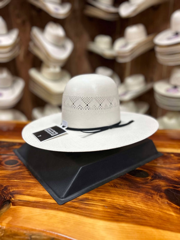 Rodeo King Open Crown High Point 4 1/2" Flat Straw Hat-Straw Cowboy Hats-Rodeo King-Lucky J Boots & More, Women's, Men's, & Kids Western Store Located in Carthage, MO