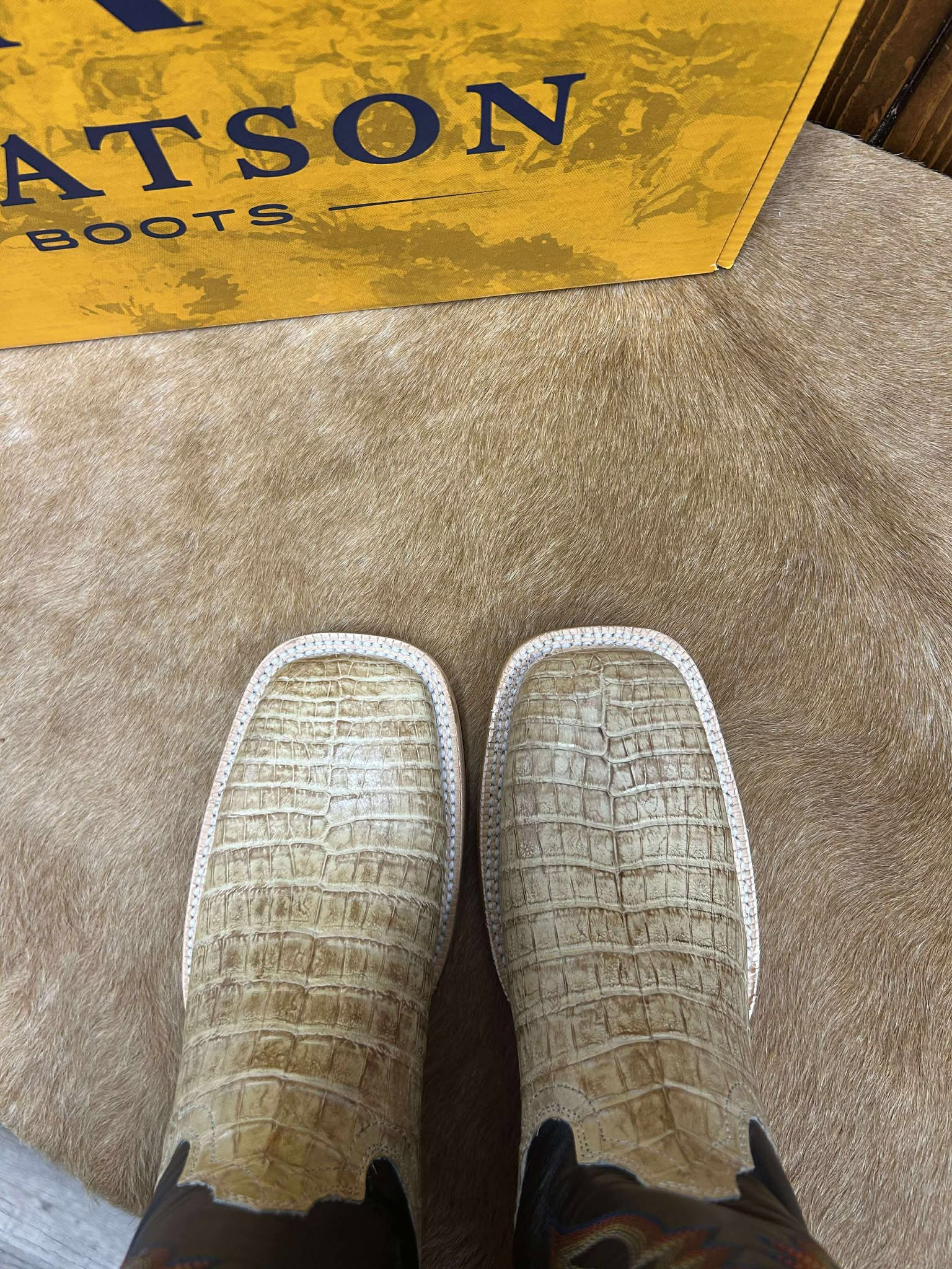 Men's R. Watson Saddle Caiman Belly Boot-Men's Boots-R. Watson-Lucky J Boots & More, Women's, Men's, & Kids Western Store Located in Carthage, MO