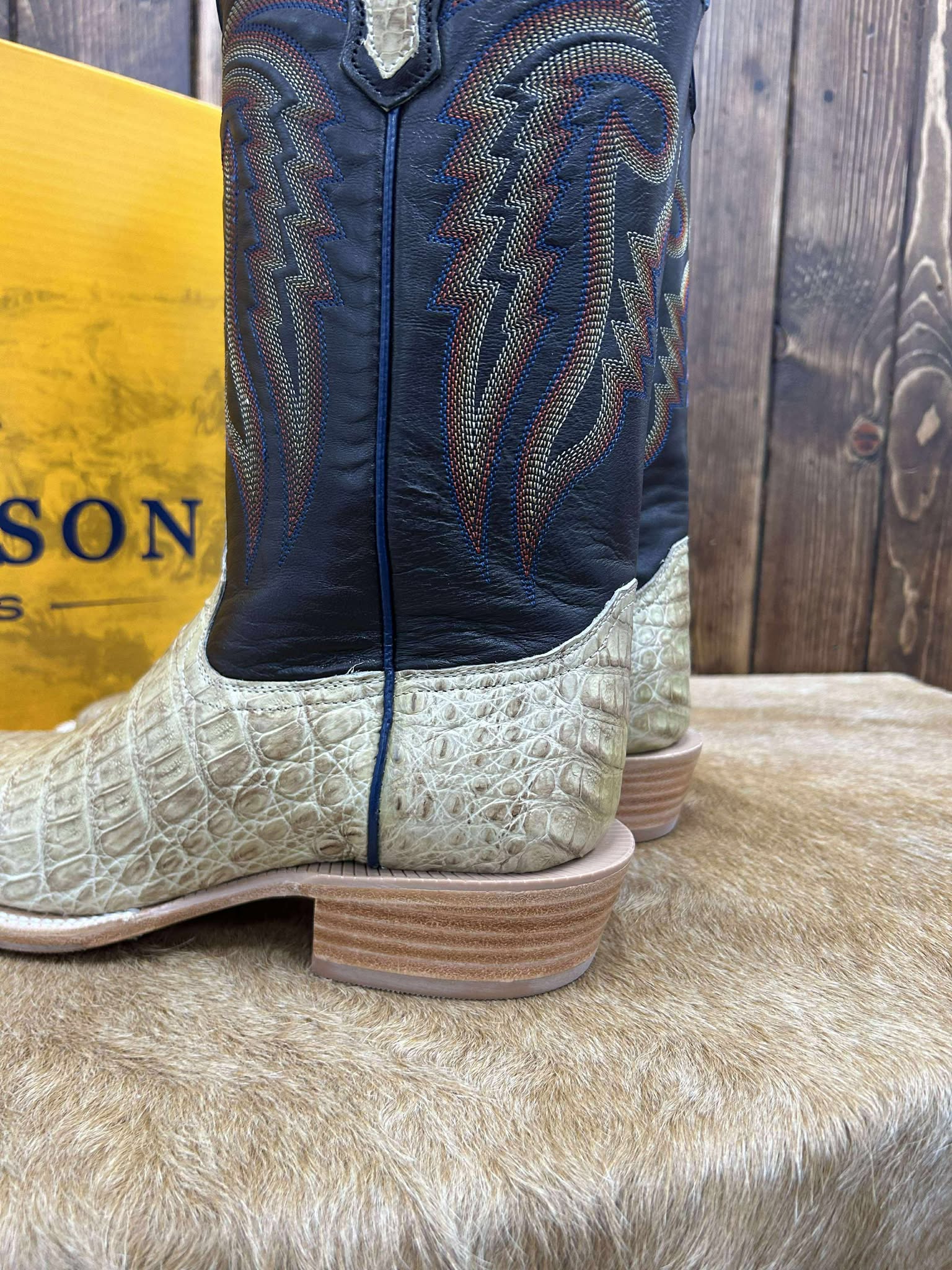 Men's R. Watson Saddle Caiman Belly Boot-Men's Boots-R. Watson-Lucky J Boots & More, Women's, Men's, & Kids Western Store Located in Carthage, MO