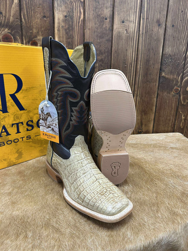 Men's R. Watson Saddle Caiman Belly Boot-Men's Boots-R. Watson-Lucky J Boots & More, Women's, Men's, & Kids Western Store Located in Carthage, MO