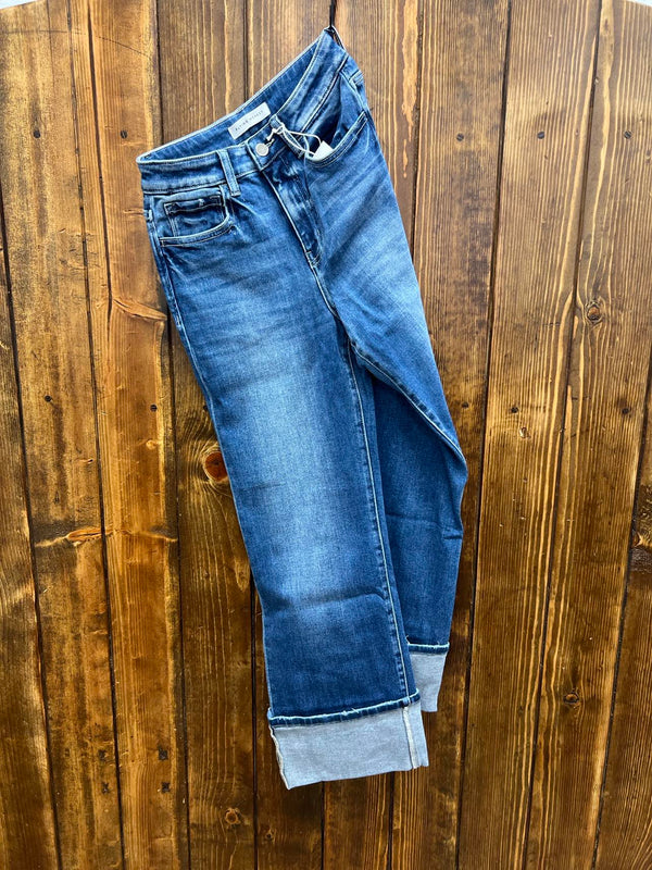 Women's Flying Monkey Finley 90's Vintage Cuff Jean-Women's Denim-Flying Monkey-Lucky J Boots & More, Women's, Men's, & Kids Western Store Located in Carthage, MO