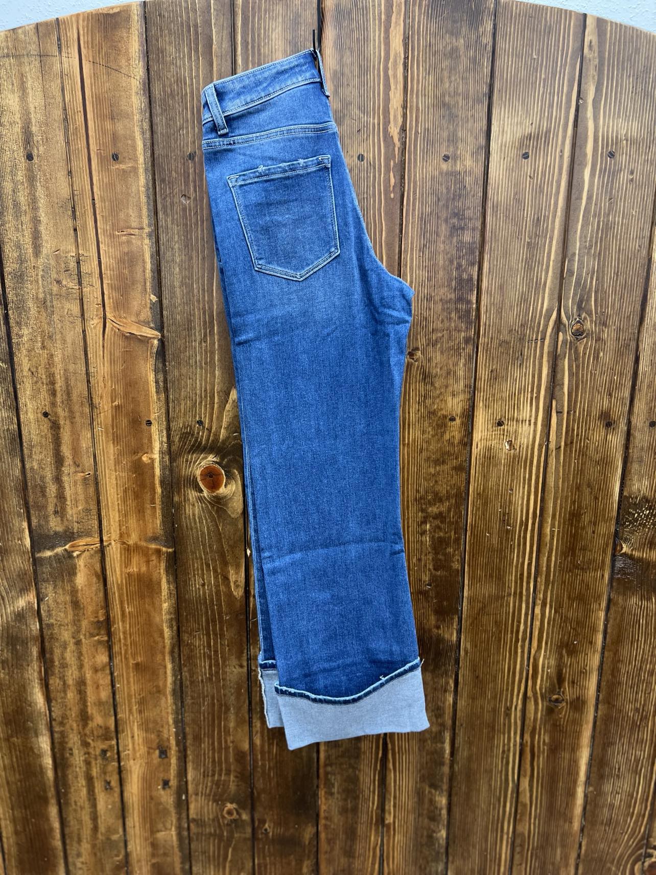 Women's Flying Monkey Finley 90's Vintage Cuff Jean-Women's Denim-Flying Monkey-Lucky J Boots & More, Women's, Men's, & Kids Western Store Located in Carthage, MO