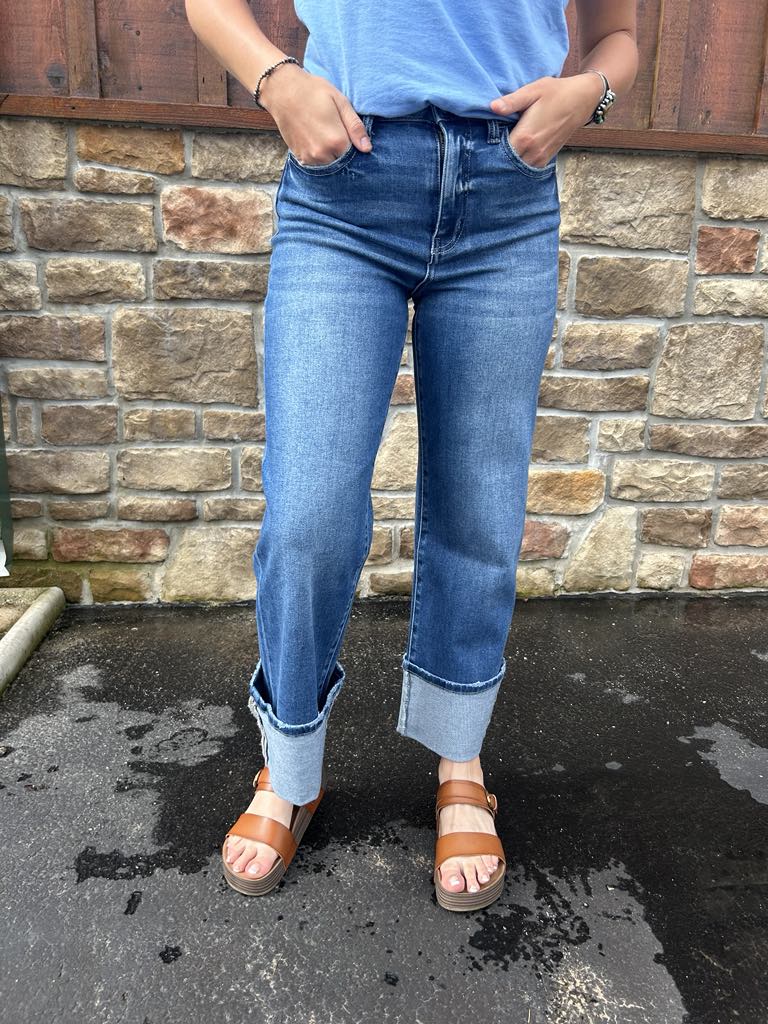 Women's Flying Monkey Finley 90's Vintage Cuff Jean-Women's Denim-Flying Monkey-Lucky J Boots & More, Women's, Men's, & Kids Western Store Located in Carthage, MO