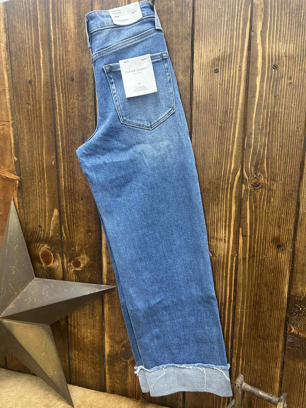 Flying Monkey Kylani High Rise Slim Wide Leg Jean-Women's Denim-Flying Monkey-Lucky J Boots & More, Women's, Men's, & Kids Western Store Located in Carthage, MO