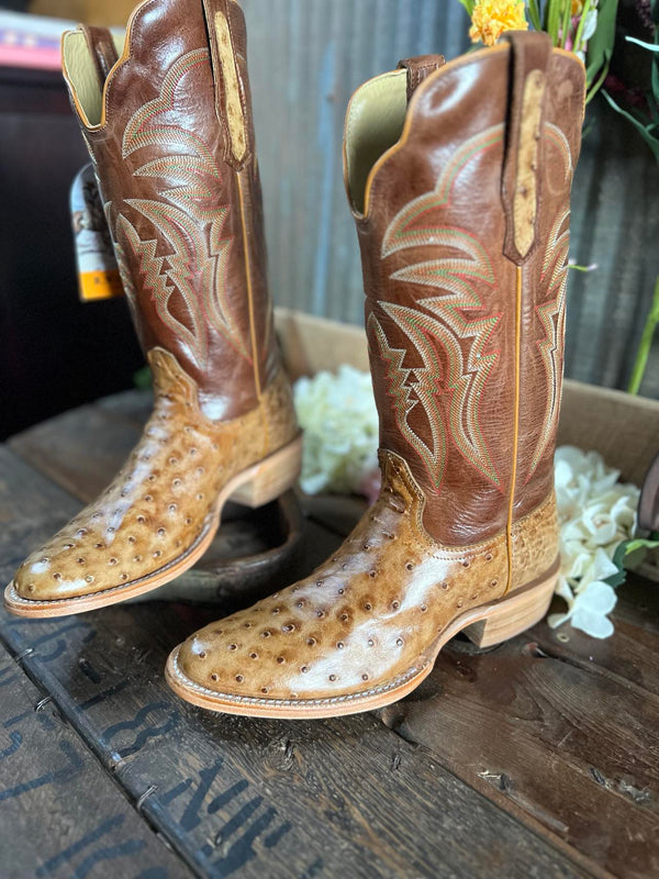 Men's R. Watson Saddle Bruciato Full Quill Ostrich Round Toe Boot-Men's Boots-R. Watson-Lucky J Boots & More, Women's, Men's, & Kids Western Store Located in Carthage, MO