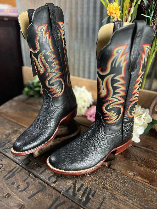 Men's R. Watson Black Smooth Ostrich Round Toe Boot-Men's Boots-R. Watson-Lucky J Boots & More, Women's, Men's, & Kids Western Store Located in Carthage, MO