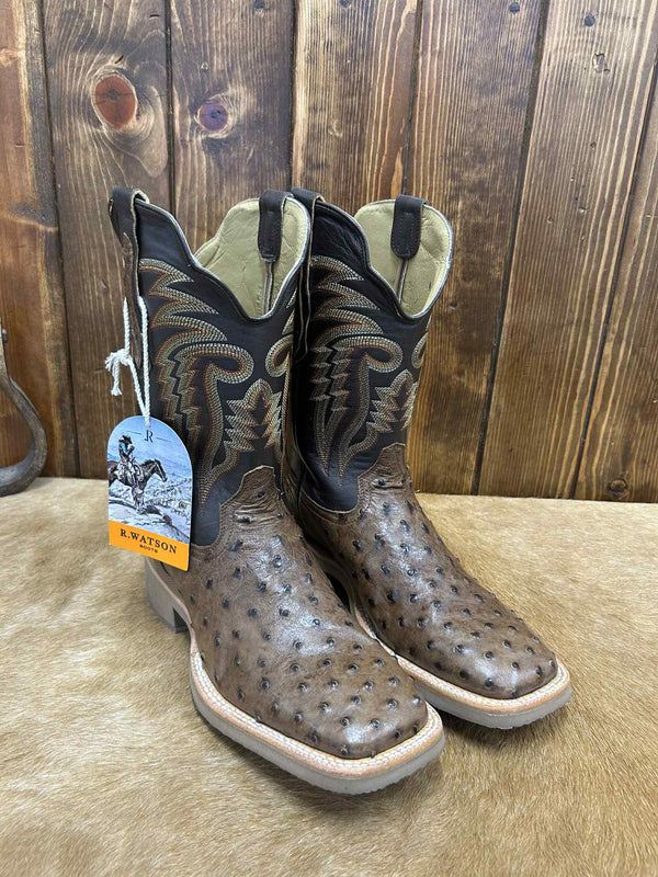Men's R. Watson Kango Tobacco Full Quill Ostrich Boot-Men's Boots-R. Watson-Lucky J Boots & More, Women's, Men's, & Kids Western Store Located in Carthage, MO