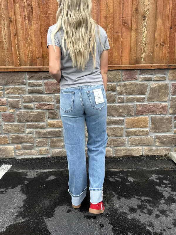 Hidden Gracyn High Rise Straight Leg Cuff Jean-Women's Denim-HIDDEN-Lucky J Boots & More, Women's, Men's, & Kids Western Store Located in Carthage, MO