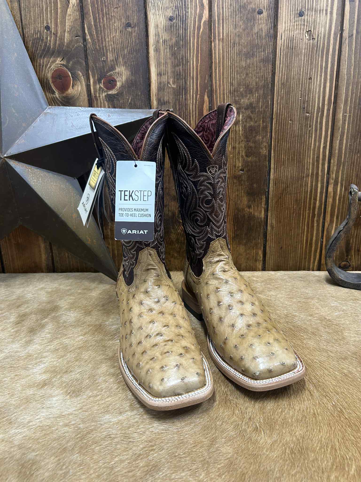 Men's Ariat Classic Cash Tan Full Quill Ostrich Boot-Men's Boots-Ariat-Lucky J Boots & More, Women's, Men's, & Kids Western Store Located in Carthage, MO
