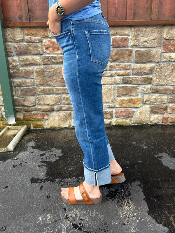 Women's Flying Monkey Finley 90's Vintage Cuff Jean-Women's Denim-Flying Monkey-Lucky J Boots & More, Women's, Men's, & Kids Western Store Located in Carthage, MO