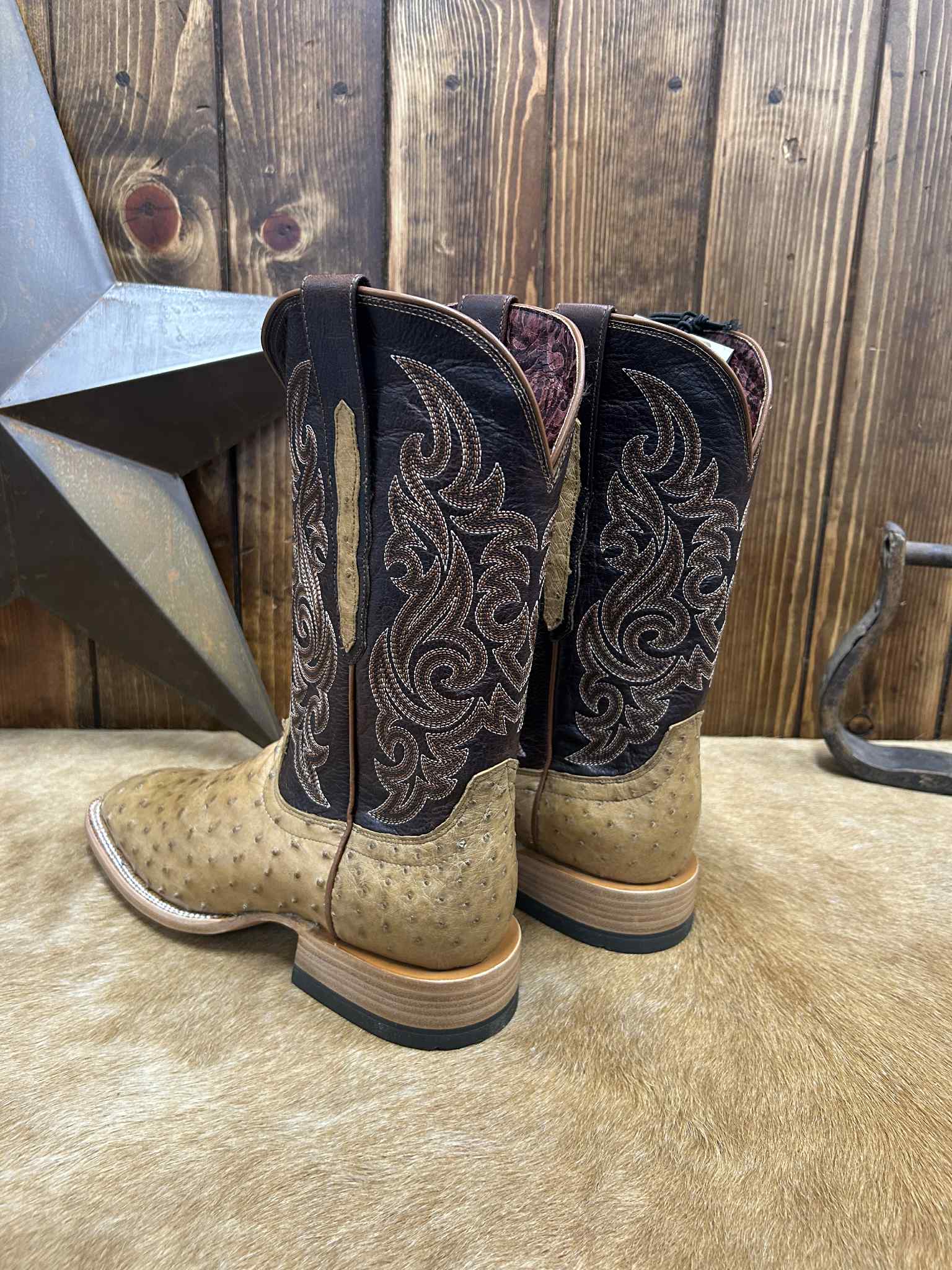 Men's Ariat Classic Cash Tan Full Quill Ostrich Boot-Men's Boots-Ariat-Lucky J Boots & More, Women's, Men's, & Kids Western Store Located in Carthage, MO