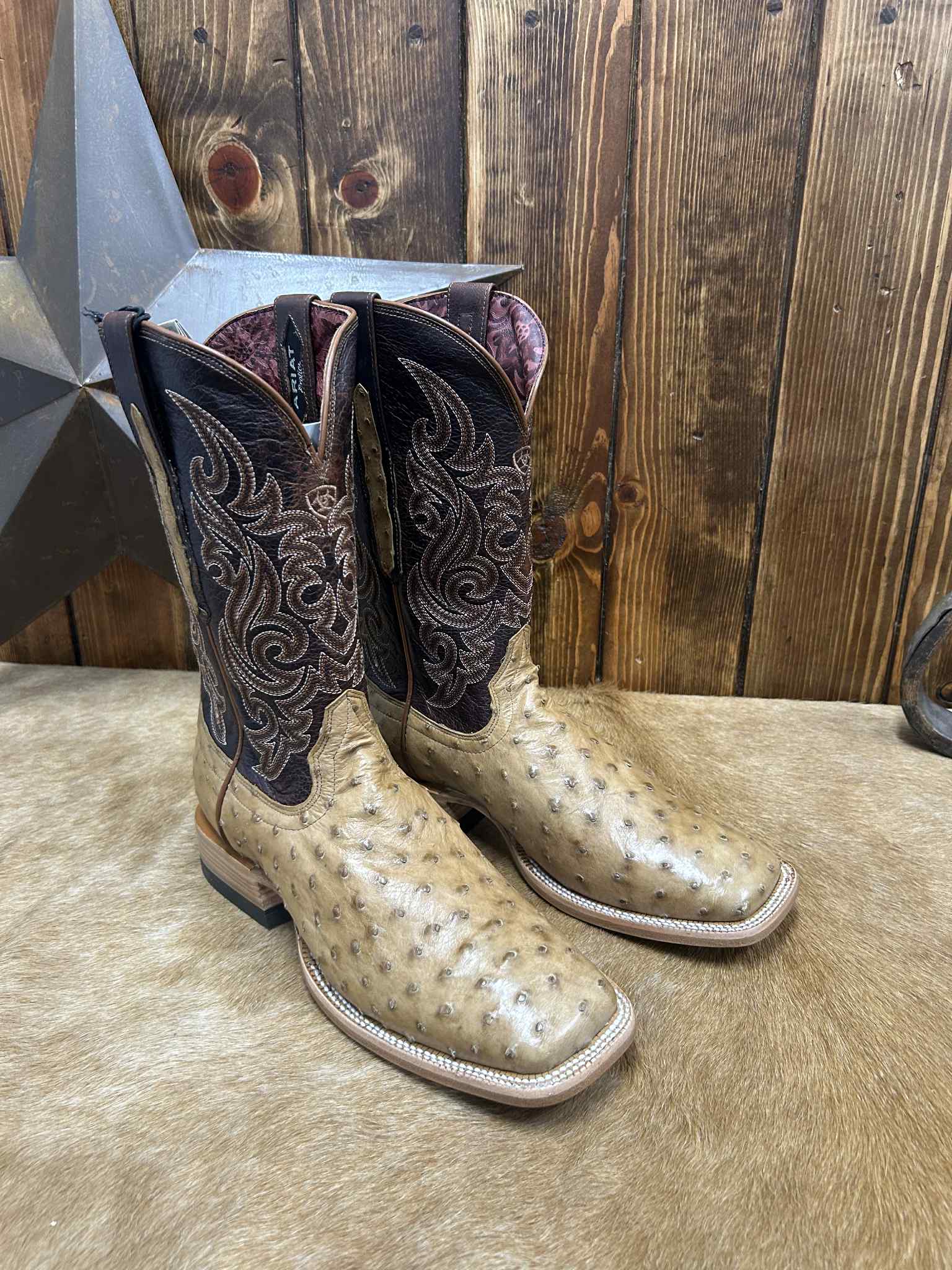 Men's Ariat Classic Cash Tan Full Quill Ostrich Boot-Men's Boots-Ariat-Lucky J Boots & More, Women's, Men's, & Kids Western Store Located in Carthage, MO