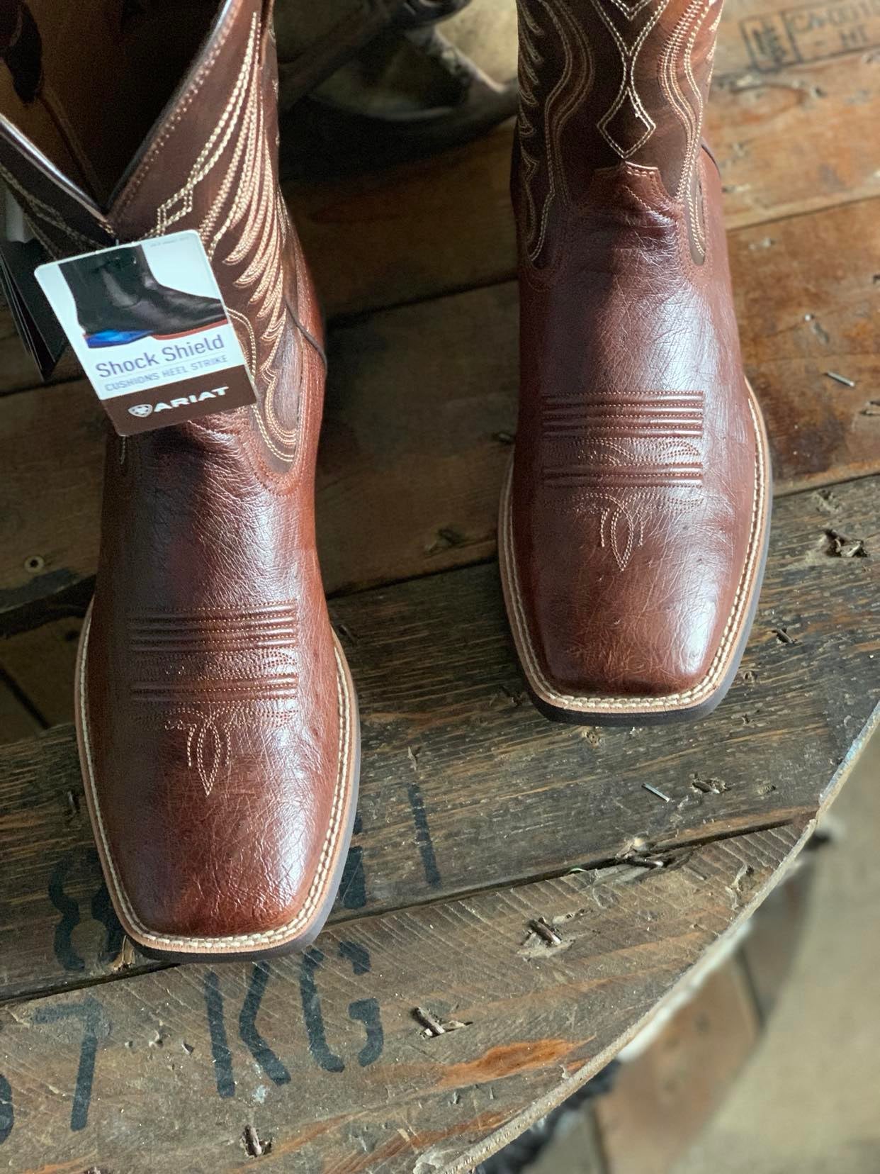 Men's Ariat Reckoning Dark Tabac Smooth Quill Ostrich Boot-Men's Boots-Ariat-Lucky J Boots & More, Women's, Men's, & Kids Western Store Located in Carthage, MO