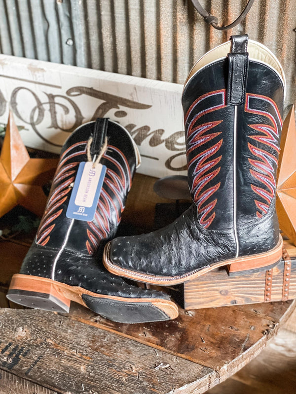 Men's Anderson Bean Black Full Quill Ostrich Boot-Men's Boots-Anderson Bean-Lucky J Boots & More, Women's, Men's, & Kids Western Store Located in Carthage, MO