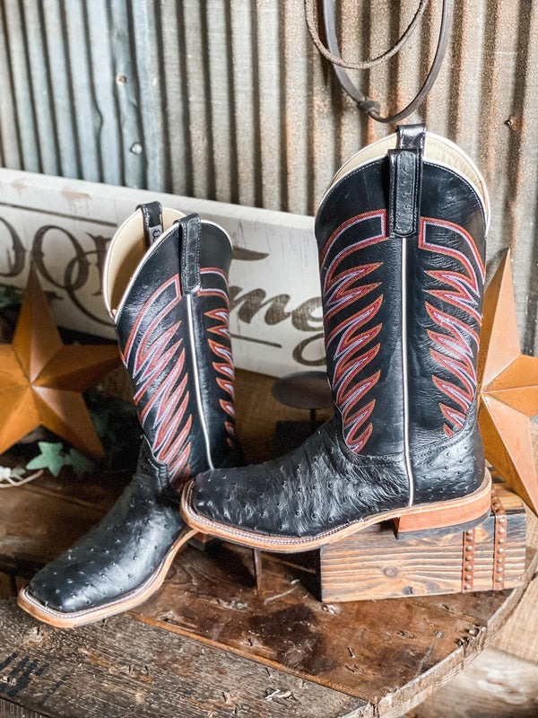 Men's Anderson Bean Black Full Quill Ostrich Boot-Men's Boots-Anderson Bean-Lucky J Boots & More, Women's, Men's, & Kids Western Store Located in Carthage, MO