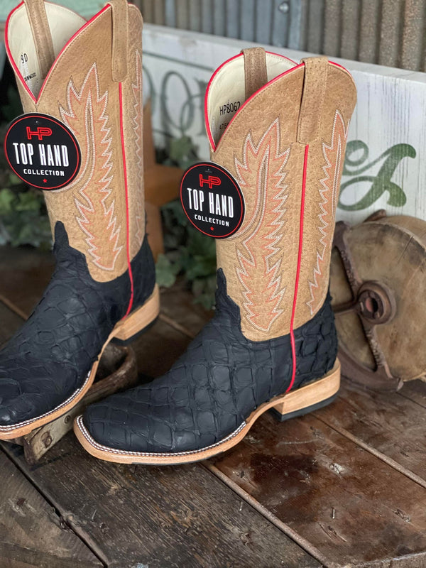 Men's Horse Power Black Matte Big Bass Square Toe Boot-Men's Boots-Horse Power-Lucky J Boots & More, Women's, Men's, & Kids Western Store Located in Carthage, MO