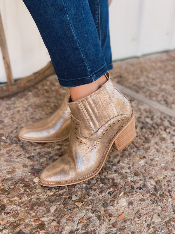 Women's On Fleek Gold Booties *Final Sale*-Women's Boots-Corkys Footwear-Lucky J Boots & More, Women's, Men's, & Kids Western Store Located in Carthage, MO