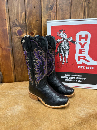 Women's Hyer Colby Black Classic Full Quill Ostrich Boot