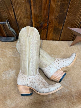 Women's Macie Bean Tan Vintage Bruciato Full Quill Ostrich Boot