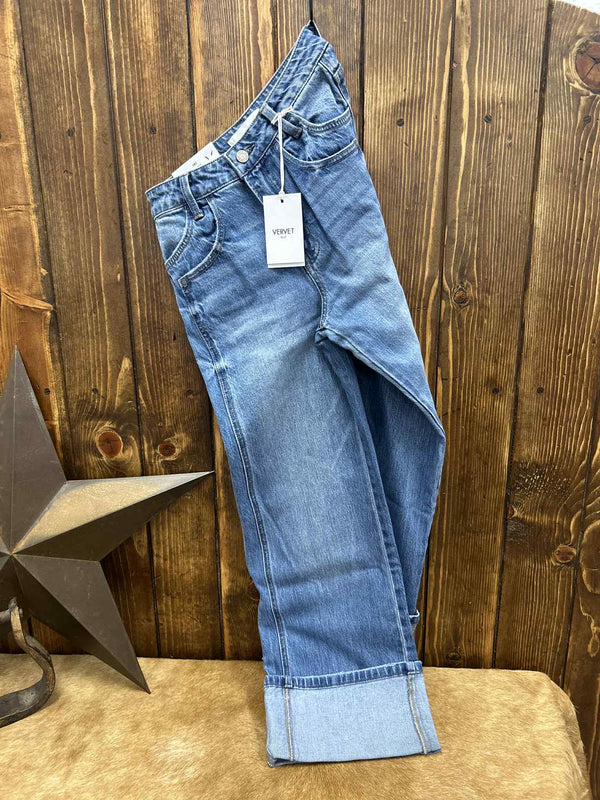 Women's Vervet Sloan Super High Rise Cuffed Baggy Wide Leg Jean-Women's Denim-Flying Monkey-Lucky J Boots & More, Women's, Men's, & Kids Western Store Located in Carthage, MO