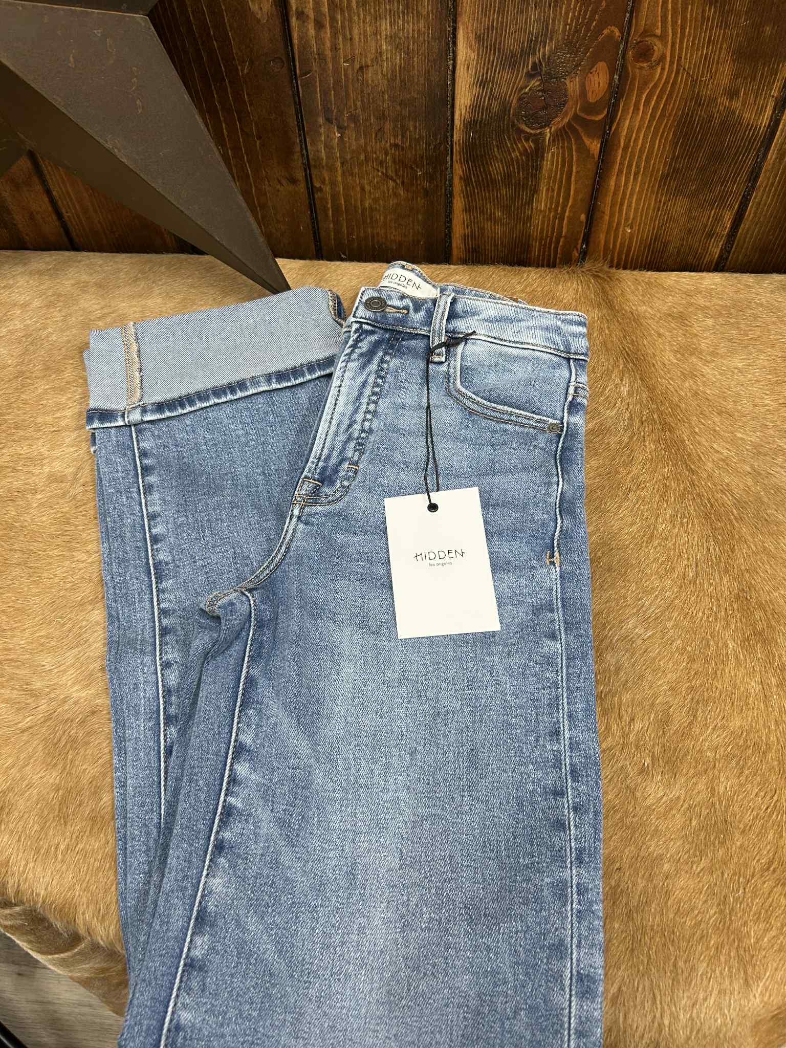 Hidden Gracyn High Rise Straight Leg Cuff Jean-Women's Denim-HIDDEN-Lucky J Boots & More, Women's, Men's, & Kids Western Store Located in Carthage, MO