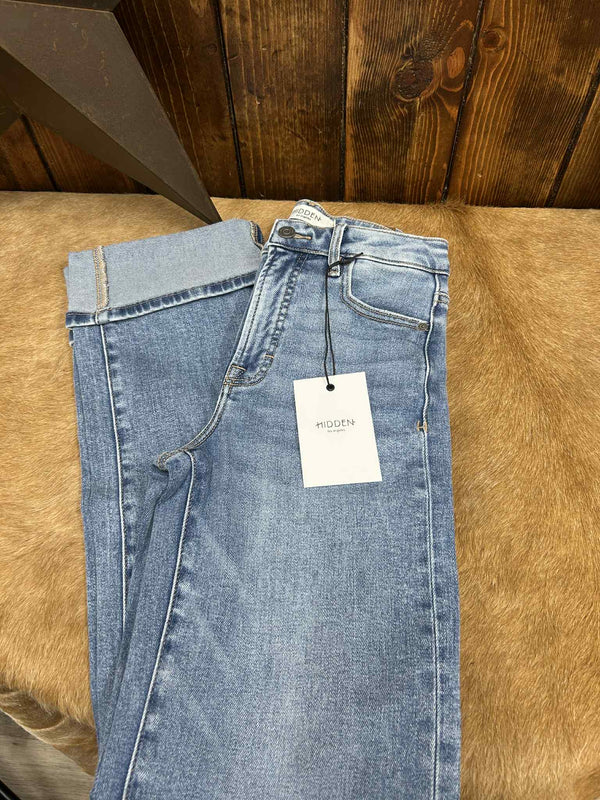 Hidden Gracyn High Rise Straight Leg Cuff Jean-Women's Denim-HIDDEN-Lucky J Boots & More, Women's, Men's, & Kids Western Store Located in Carthage, MO